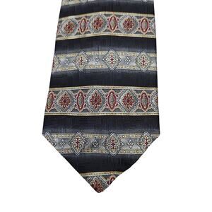 Zianetti Neck Tie 100% Italian Silk Mens Black Stripe Career Formal Date Wedding